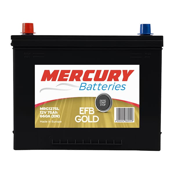 MRG1275L_1 Μπαταρία 12V 75Ah EFB Ιαπωνικού Τύπου Αριστερή – Mercury Gold | Κατάλληλη για Start-Stop Οχήματα