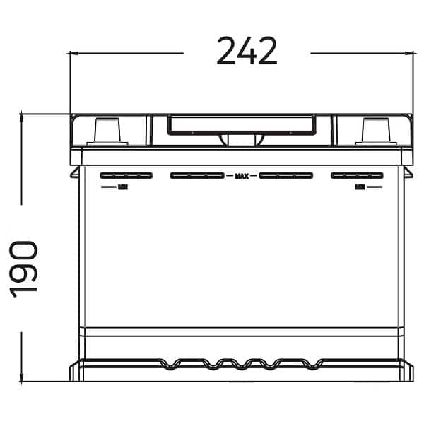 MRP56030_2D_1 Μήκος και ύψος μπαταρίας 12V 60Ah Κλειστού Τύπου Ευρωπαϊκή δεξιά Premium