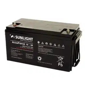 Εμπρόσθια όψη της μπαταρίας VRLA Sunlight AccuForce 12V 65Ah τεχνολογίας AGM