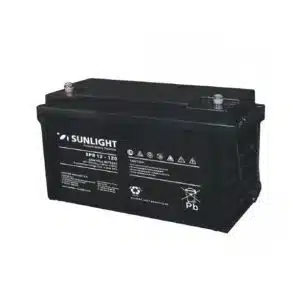 Εμπρόσθια όψη της βιομηχανικής μπαταρίας VRLA Sunlight SPB 12V 120Ah τεχνολογίας AGM