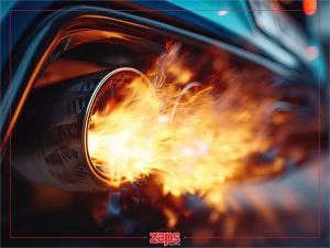 car battery booster exhaust flames