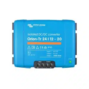 Front view of the Victron Energy Orion-Tr 24/12-20A (240W) DC-DC voltage converter from the official ZAPS range