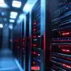 Συστοιχίες διακομιστών σε σύγχρονο data center με μπλε φωτισμό και κόκκινες ενδεικτικές λυχνίες ZAPS