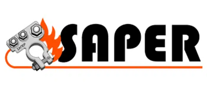 Λογότυπο της εταιρείας SAPER (ΣΑΠΕΡ) - Κατασκευαστής για ακροδέκτες και πόλους μπαταρίας.